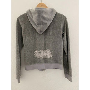 VON DUTCH Women's Y2K Gray Velour Zip Up Hoodie Size M RARE FIND